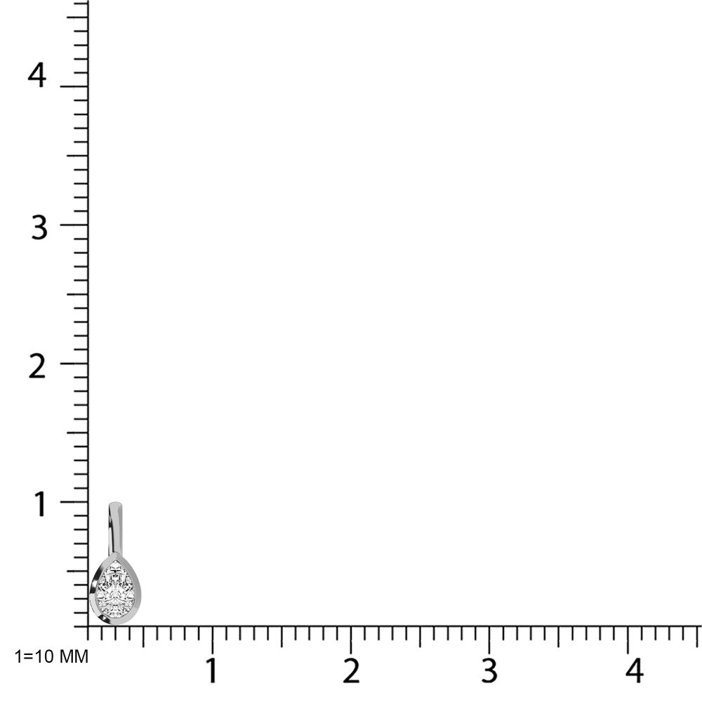 Diamante cultivado en laboratorio de oro blanco de 10 quilates, 1/6 quilates total. Colgante Solitario En Forma De Pera