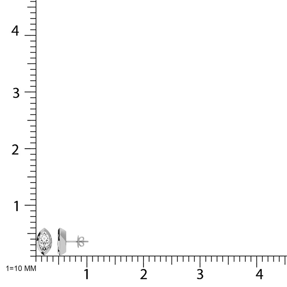 Diamante cultivado en laboratorio de oro blanco de 10 quilates, 1/5 quilates total. Aretes con forma de marquesa