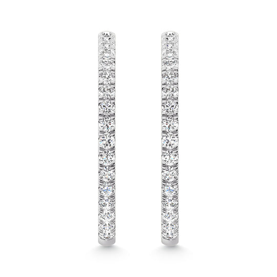 Diamante cultivado en laboratorio en oro blanco de 14 quilates, 1 qt. total. Aretes de aro