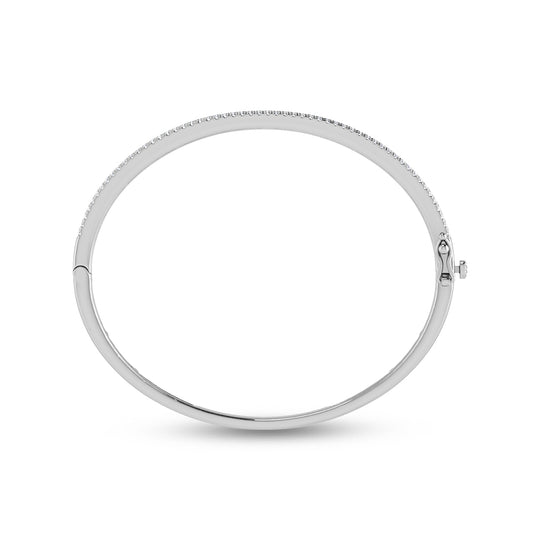 Diamante cultivado en laboratorio, redondo y baguette, de oro blanco de 14 quilates, 5 qt. total. Brazalete