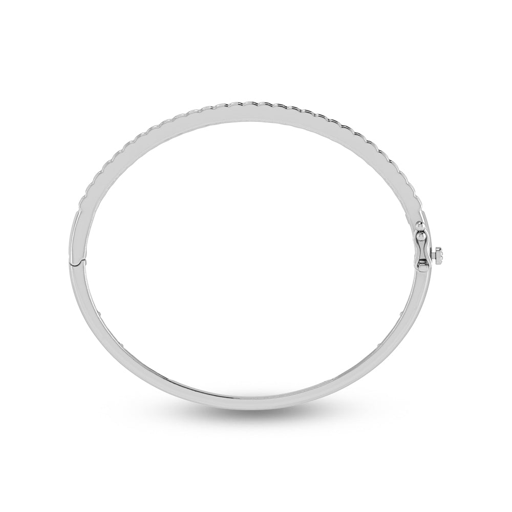 Diamante cultivado en laboratorio, redondo y baguette, de oro blanco de 14 quilates, 7 qt. total. Brazalete