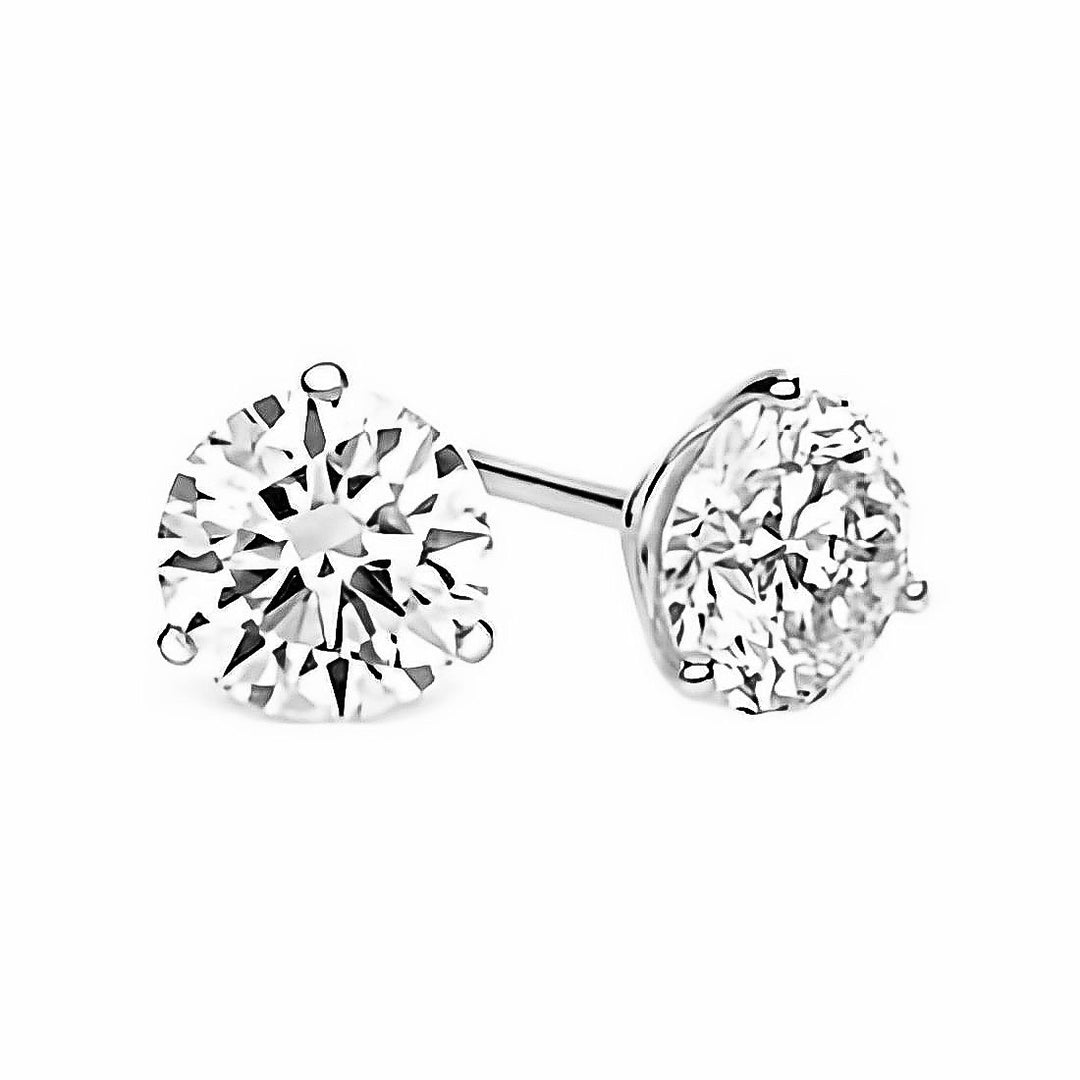 14K White Gold Lab Grown Diamond 1/6 Ct.Tw. Non certified CVD VS1+ G+ Martini Stud Earrings (Available in 0.15ctw to 3ctw)