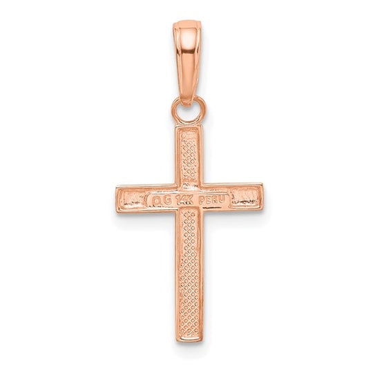 Colgante de Cruz Pequeña en Oro Rosa de 14K