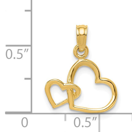 Dije de Corazones Dobles entrelazados en Oro Amarillo de 14K