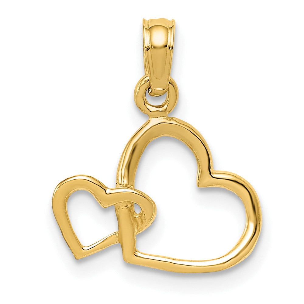 Dije de Corazones Dobles entrelazados en Oro Amarillo de 14K