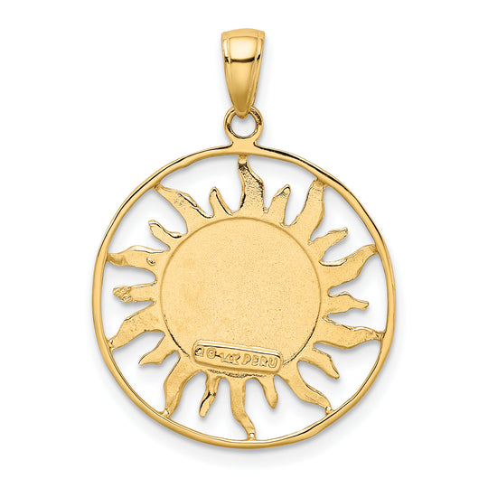 Dije de Sol con Luna y Estrellas en Oro Amarillo de 14K