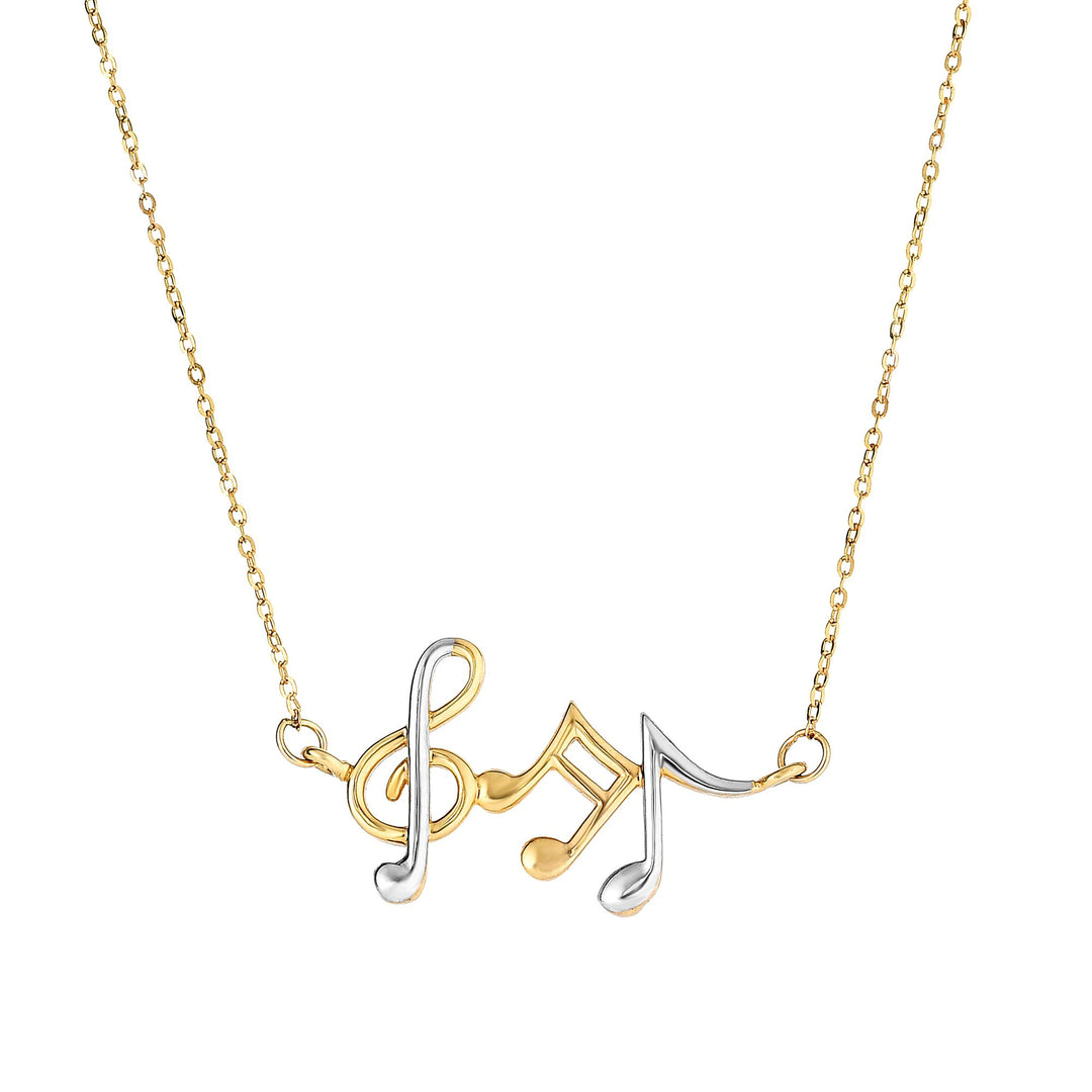 Collar de notas musicales de oro de 14 quilates