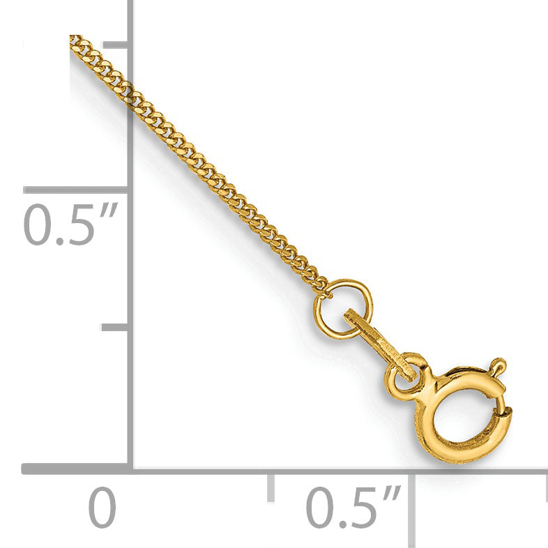 Tobillera con Cadena Curva de 14k y 0.9 mm