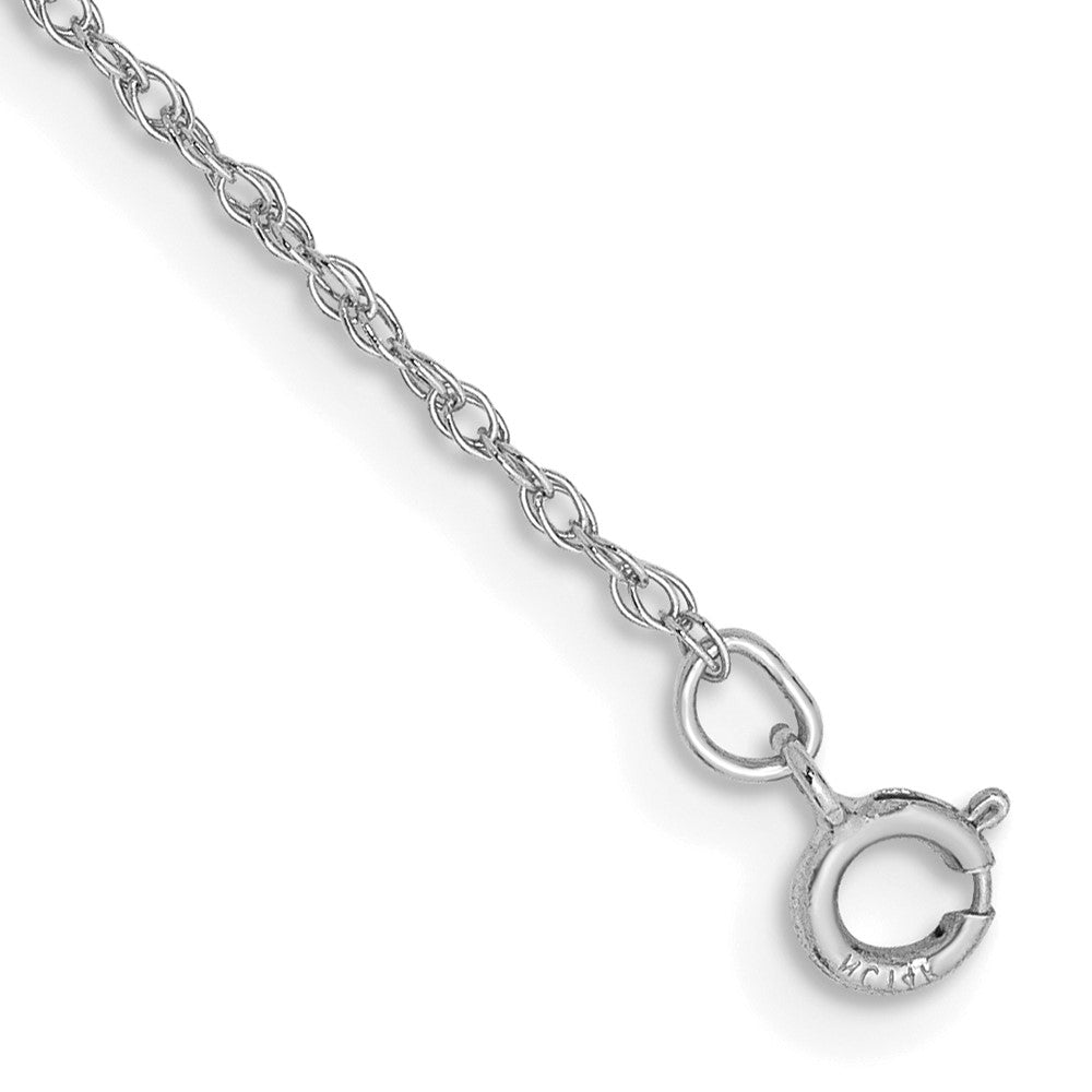 Pulsera de cuerda para bebé ligera pulida de 14k WG, 0,8 mm