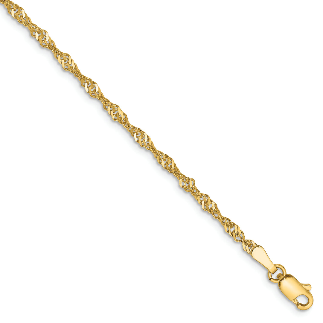 Pulsera de Oro Amarillo de 14k de 8 pulgadas y 2 mm, con Cierre de Langosta