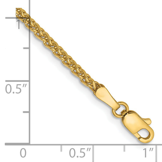 Pulsera de 7 pulgadas con Pulsera Spiga Corte Diamante y Cierre de Langosta en Oro de 14k