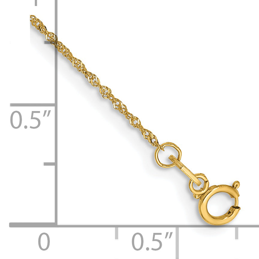 Pulsera de Oro Amarillo de 14k de 5.5 pulgadas y 1 mm, con Cierre de Anillo de Resorte