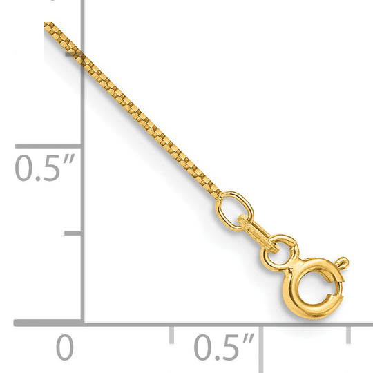 Tobillera de cadena con cierre de anillo de resorte y caja de 14k y 0,7 mm