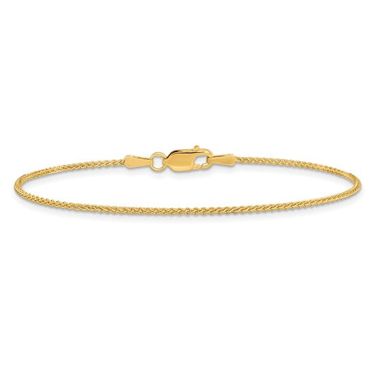 Pulsera 14K Amarillo de 7 pulgadas y 1.25 mm Spiga con Cierre de Langosta