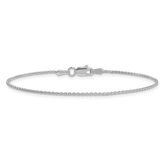 Pulsera Parisina de Trigo de 1.2mm en Oro Blanco de 14k con Cierre de Langosta de 6 pulgadas