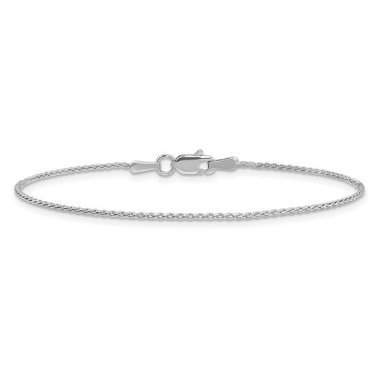 Pulsera Parisina de Trigo de 1.2mm en Oro Blanco de 14k con Cierre de Langosta de 6 pulgadas