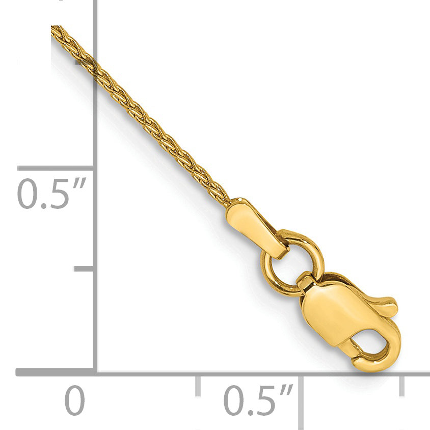 Pulsera Parisina de Trigo de 1mm en Oro Amarillo de 14k con Cierre de Langosta de 6 pulgadas