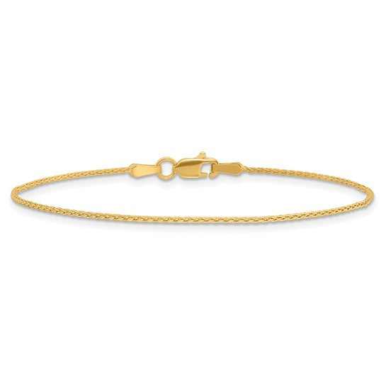 Pulsera Parisina de Trigo de 1.2mm en Oro Amarillo de 14k con Cierre de Langosta de 8 pulgadas