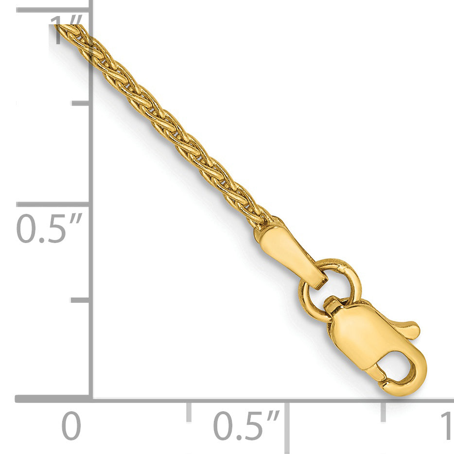 Pulsera Parisina de Trigo de 1.5mm en Oro Amarillo de 14k con Cierre de Langosta de 7 pulgadas