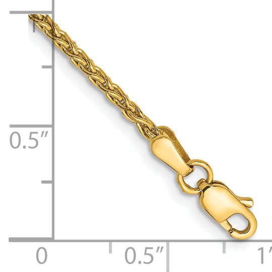 Pulsera de Trigo Parisino de 1.75mm en Oro Amarillo de 14k con Cierre de Langosta de 8 pulgadas