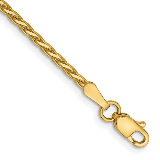 Pulsera de 8 pulgadas con eslabones tipo Trenza Parisina cortada con diamante de 1.9 mm en Oro Amarillo de 14k con Cierre de Langosta