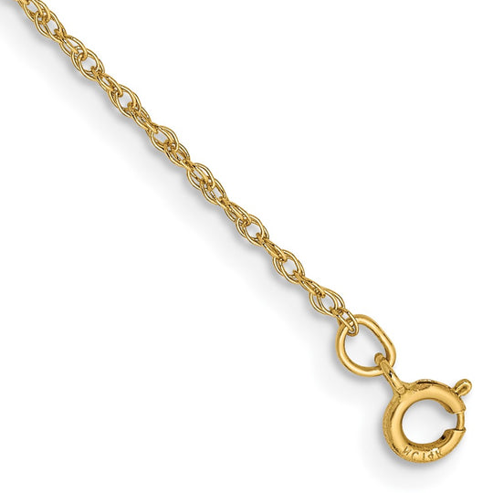 Pulsera de cuerda ligera para bebé de 14k y 0,8 mm