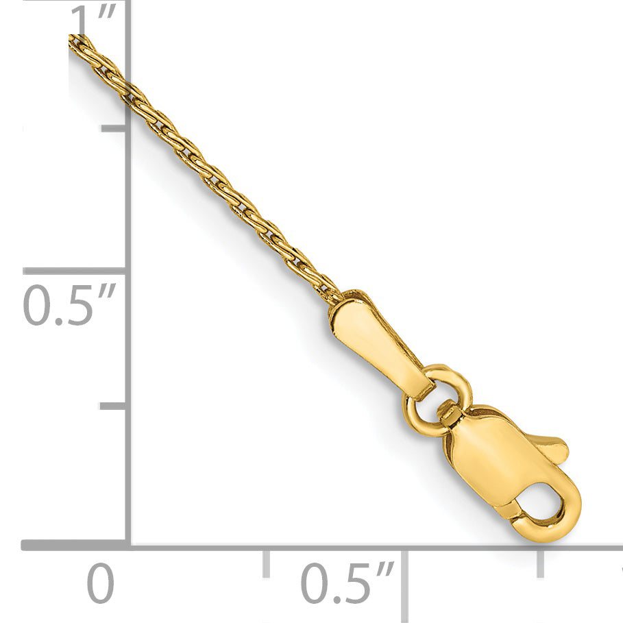 Pulsera de Trigo Parisino Redonda de 1mm en Oro Amarillo de 14k con Cierre de Langosta de 7 pulgadas