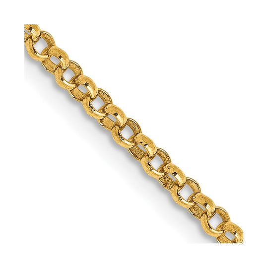 Cadena con Colgante Rolo de de 1.55 mm en Oro Amarillo de 14k