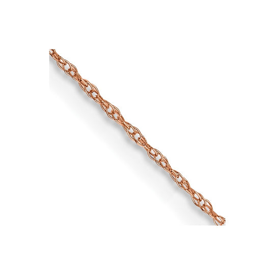 Cadena de cuerda para bebé de oro rosa de 14 k de 0,5 mm