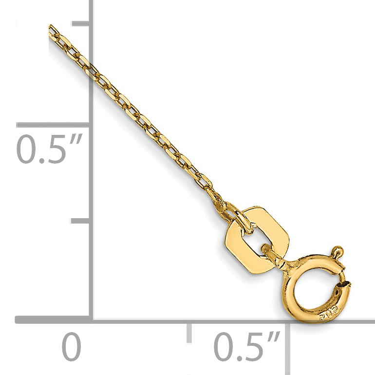 Cadena de Tobillo con Cierre de Anillo de Resorte Corte Diamante de 0.8 mm en Oro de 14k