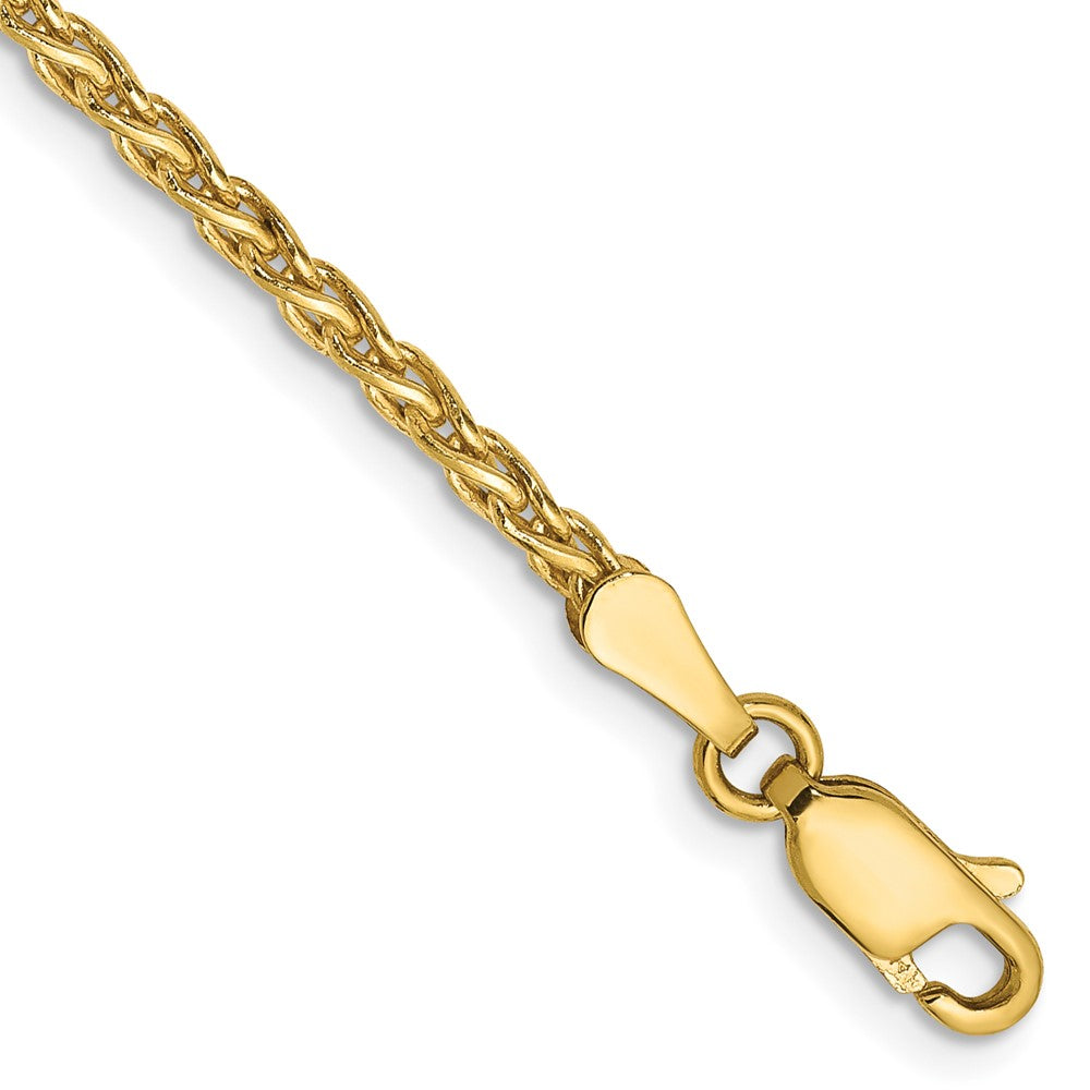 Pulsera de Trigo Parisino de 2.25mm en Oro Amarillo de 14k con Cierre de Langosta de 7 pulgadas