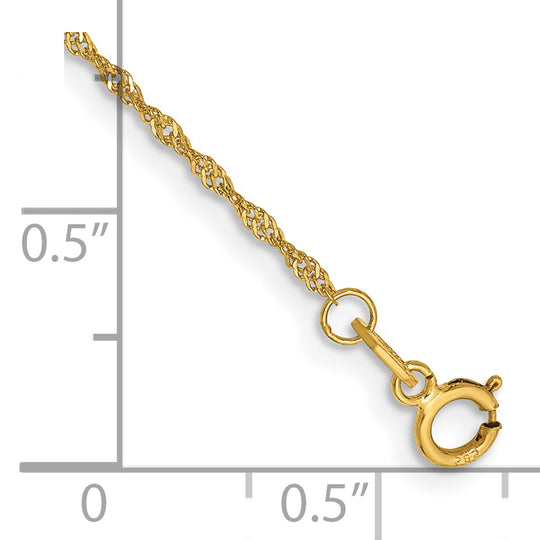 Pulsera de Oro Amarillo de 14k de 6 pulgadas y 1.10 mm, con Cierre de Anillo de Resorte