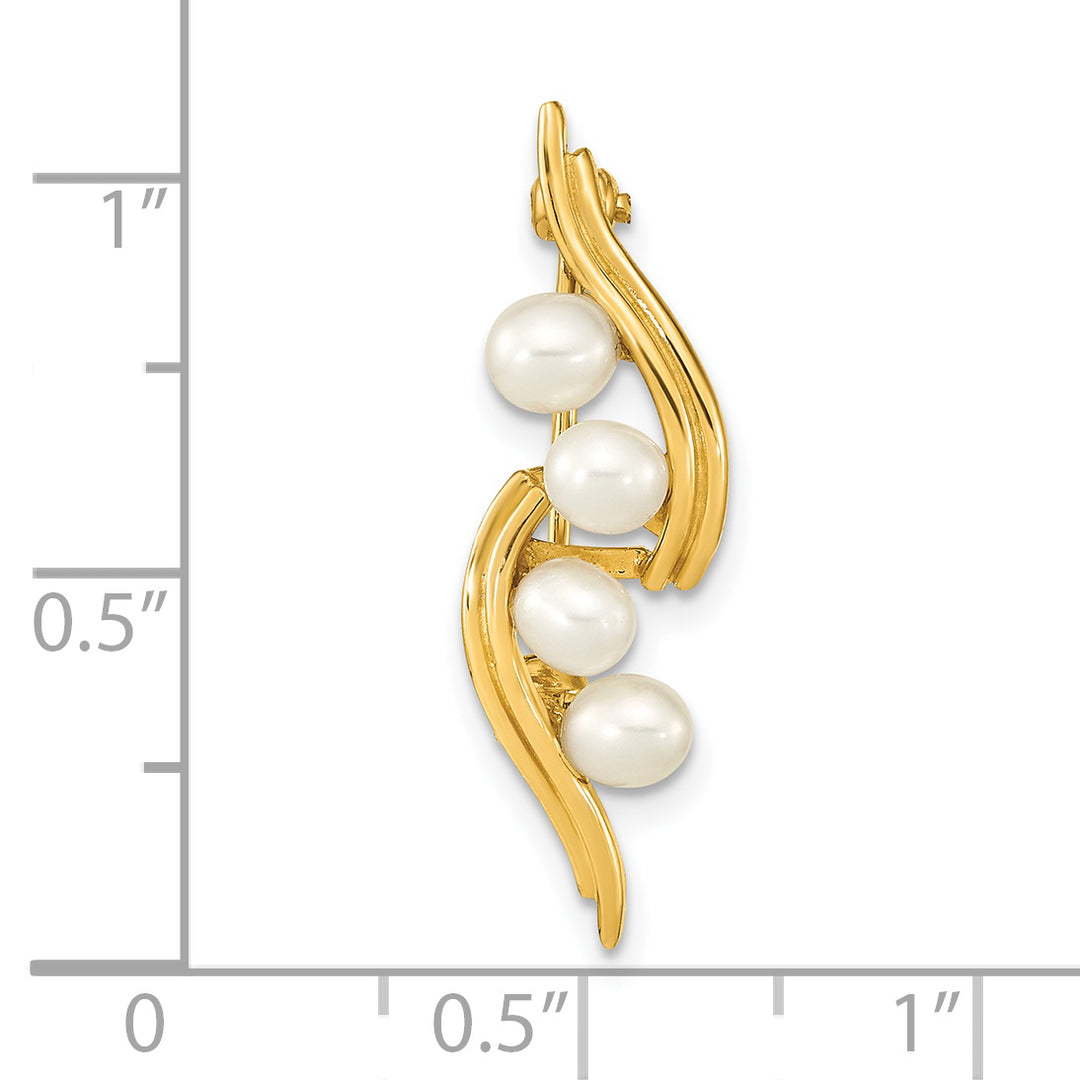 Broche con Perlas de Gota Blanca de 4-5mm de Agua Dulce Cultivadas y Oro Amarillo de 14k