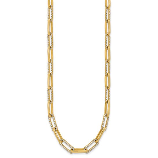 Collar de Enlaces de Clip con Diamantes en Oro Amarillo de 14k - 18 pulgadas