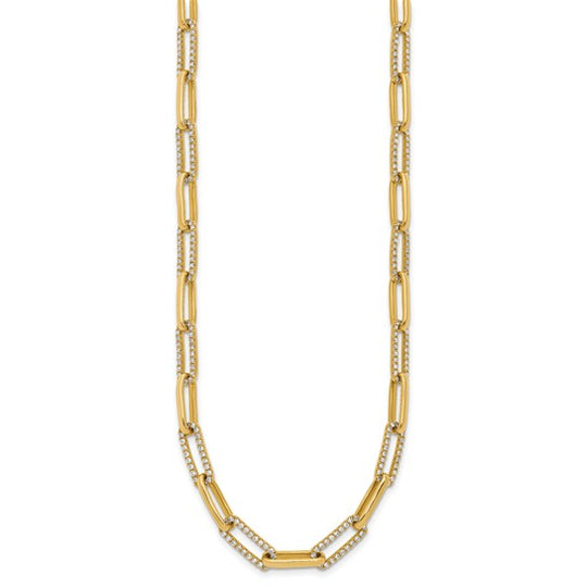 Collar de Enlaces de Clip con Diamantes en Oro Amarillo de 14k - 18 pulgadas