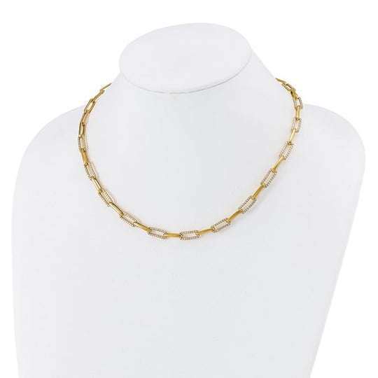 Collar de Enlaces de Clip con Diamantes en Oro Amarillo de 14k - 18 pulgadas