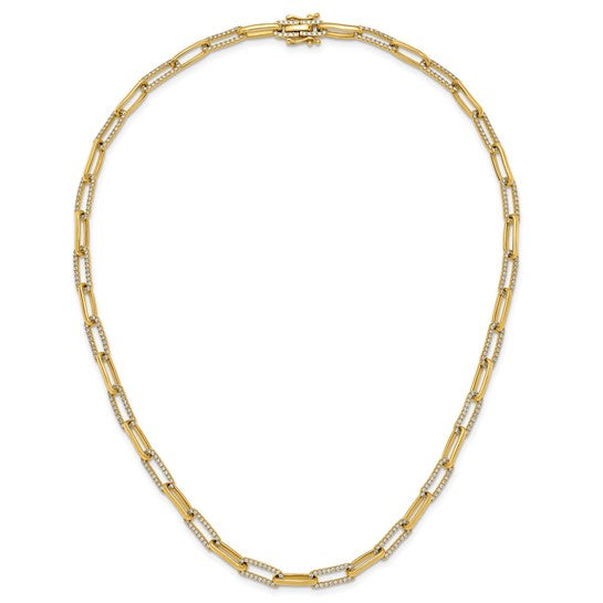 Collar de Enlaces de Clip con Diamantes en Oro Amarillo de 14k - 18 pulgadas