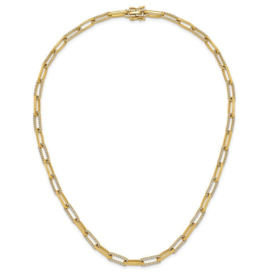 Collar de Enlaces de Clip con Diamantes en Oro Amarillo de 14k - 18 pulgadas