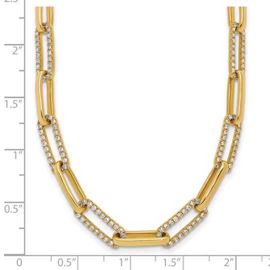 Collar de Enlaces de Clip con Diamantes en Oro Amarillo de 14k - 18 pulgadas