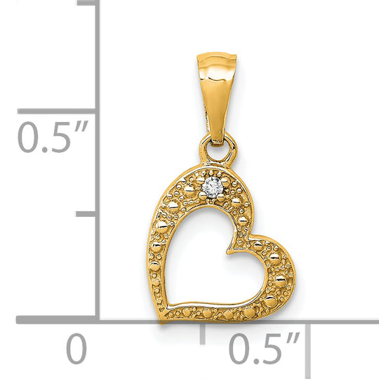 Colgante de Corazón de Diamante de 14k .01ct