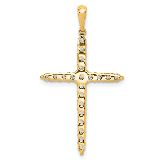 Collar con Dije de Cruz de Oro Amarillo de 14k y Diamantes Cultivados en Laboratorio de 1 Quilate (VS/SI+ G+) – 18 Pulgadas