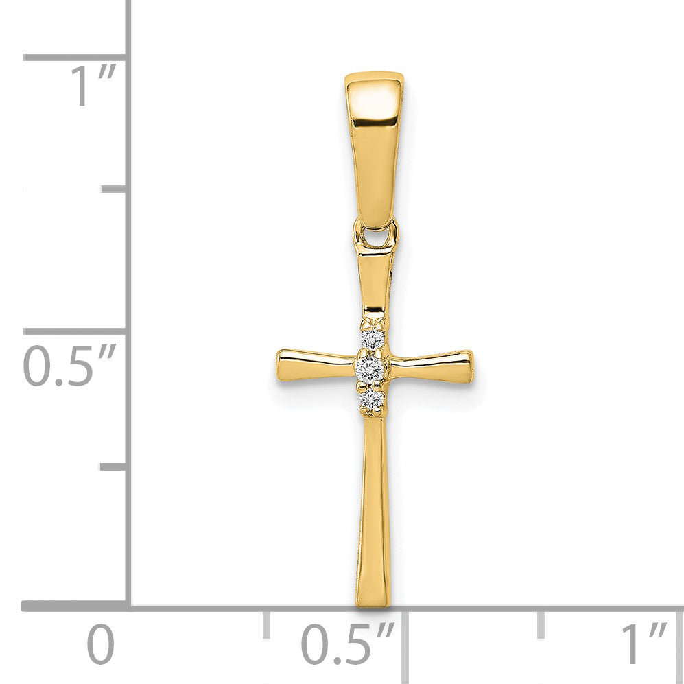 Colgante de Cruz con Diamante de 0.02 qt en Oro Amarillo 14K