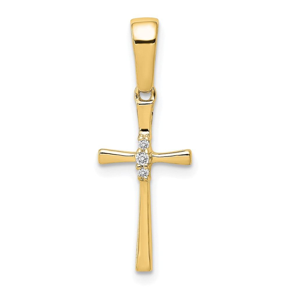 Colgante de Cruz con Diamante de 0.02 qt en Oro Amarillo 14K