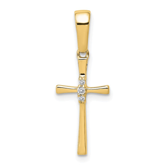 Colgante de Cruz con Diamante de 0.02 qt en Oro Amarillo 14K