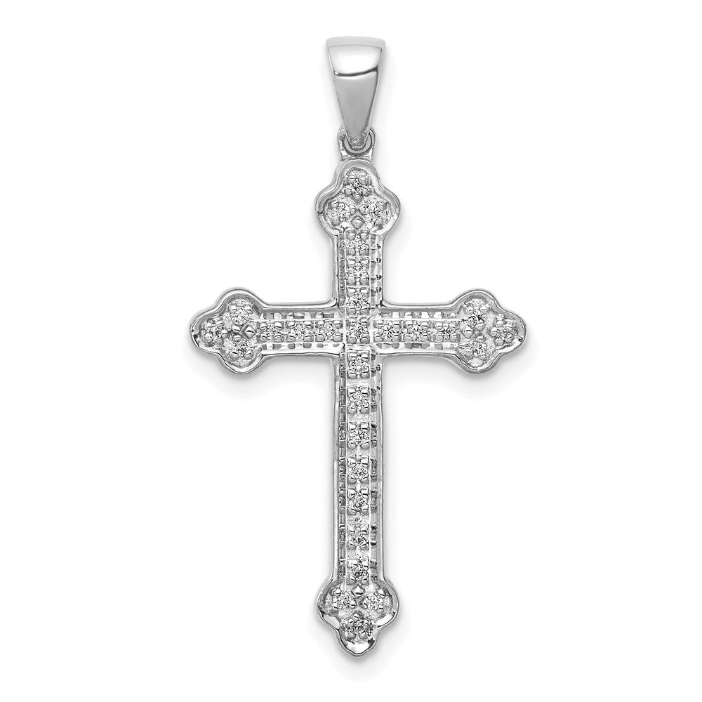 Colgante de Cruz en Oro Blanco 14K con Diamantes