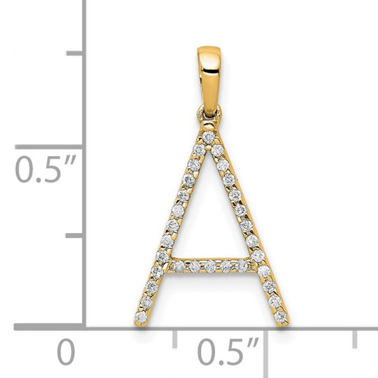 Colgante Inicial "A" en Oro Amarillo de 14k con Diamante