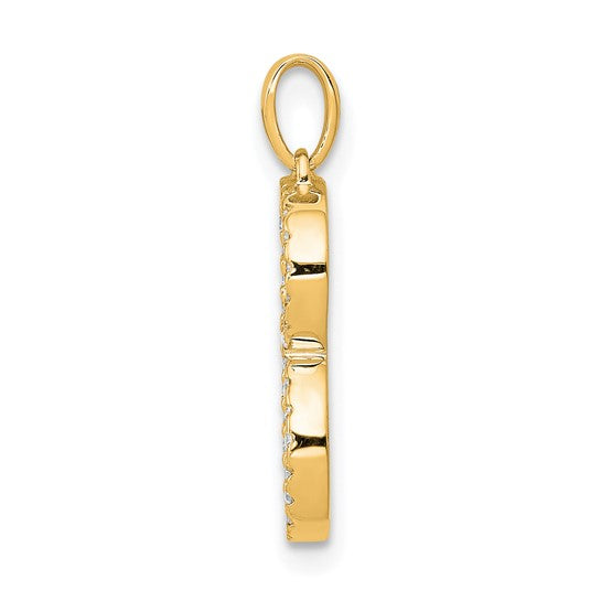 Colgante Inicial Letra B en Oro Amarillo de 14k con Diamante