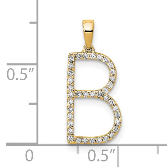 Colgante Inicial Letra B en Oro Amarillo de 14k con Diamante