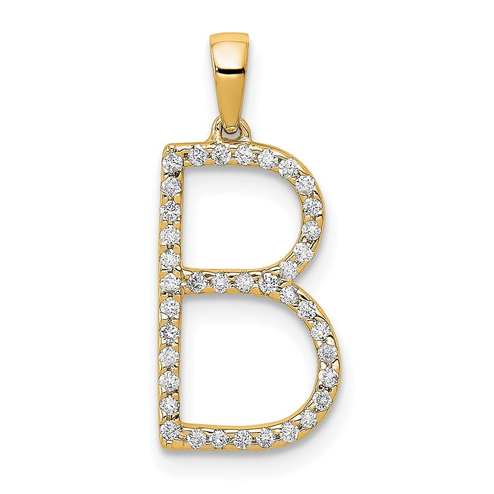 Colgante Inicial Letra B en Oro Amarillo de 14k con Diamante