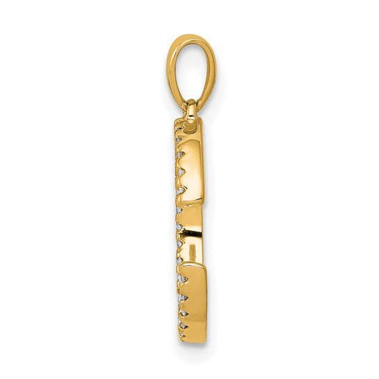 Colgante con la Inicial "C" en Oro Amarillo de 14k con Diamantes